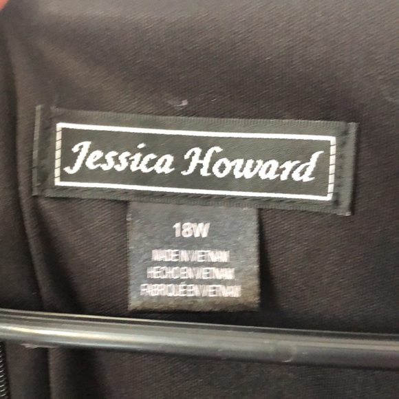 Jessica Howard 18W Black Gold Metallic Chevron Party Dress Bell Sleeves - Picture 6 of 9